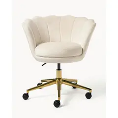 HABITA2 CHILE - Silla Escritorio Ostra Felpa Beige Pedestal Dorado