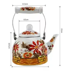 GENERICO - TETERA ENLOZADA ESMALTADA DISEÑO CLASICO FLORES DE 2 LITROS