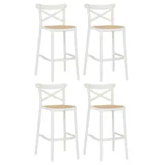 MOBOI - Pack 4 Taburetes Crossback Danubio Piso de Bar o Terraza 66cm Blancos