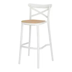 MOBOI - Taburete Crossback Danubio Piso de Bar o Terraza 66cm Blanco