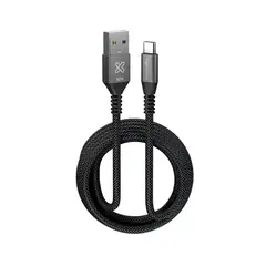 KLIP XTREME - KAC-050-3FT Cable USB-A a USB-C, 1m, 30W, Trenzado, Negro