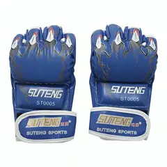 GENERICO - Guantes Boxeo Lucha De Medio Dedo Para Entrenamiento Azul