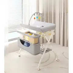 TATEE - Cambiador De Bebé 3en1 Plegable Con Ruedas gris