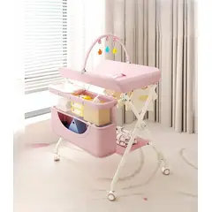 TATEE - Cambiador De Bebé 3en1 Plegable Con Ruedas rosa