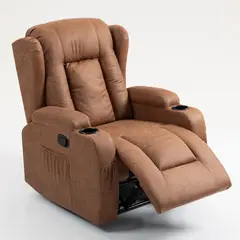 ELEMENT DESIGN - Berger Reclinable Nicasia con Portavasos Tela Marrón