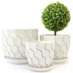 HOMEY - Pack De 3 Maceteros Con Plato, Modelos Marca