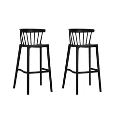 PLOS - Silla Piso Bar Taburete Terraza Cocina Pack x2 Unidades Turín Negro