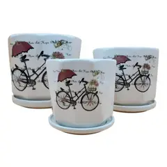 HOMEY - Pack De 3 Maceteros Con Plato, Modelos Marca