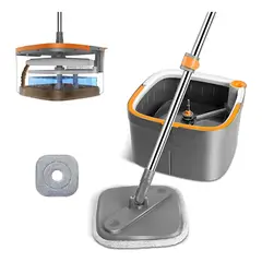 BOMIDI - Trapeador Giratorio 360°+180 Balde Escurridor 2 Mopas