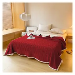 GENERICO - MANTA DISEÑO CORAZON CON CHIPORRO 2 PLAZAS OKAERI - Rojo - 2 Plazas