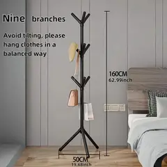 GENERICO - Perchero 9 Ganchos Minimalista 1.6m - ¡No Se Cae! - Negro