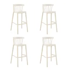 PLOS - Silla Piso Bar Taburete Terraza Cocina Pack x4 Unidades Turín Blanco Antique