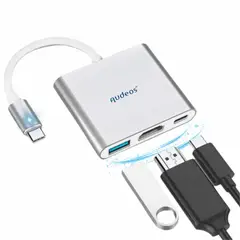 GENERICO - Hub Thunderbolt Usb Tipo C 3 En 1 Carga Usb 3.0 Pc Macbook Plateado