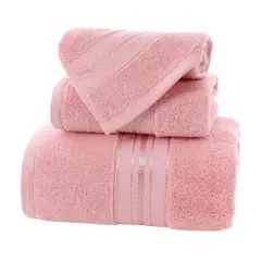 GARSIL - Pack 3 Toallas Cuerpo Mano Y Cara 100% Algodon Absorbentes Rosa Liso