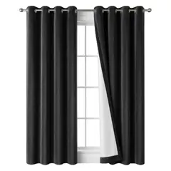 GENERICO - PACK X 2 CORTINA BLACKOUT 100% 140x230CM TEXTURA TERCIOPELO NEGRO - Negro