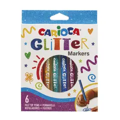 CARIOCA - Plumones Glitter 6 Colores