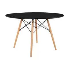 PANDALINO - Mesa Redonda Estela 100cm - Comedor - Oficina - Negro