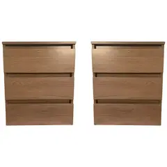 GENERICO - SET 2 VELADORES DORMITORIO CALVARI 3 CAJONES MADERA