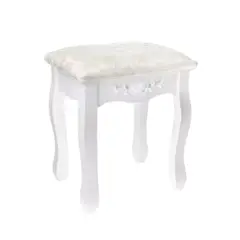 GENERICO - TABURETE DE TOCADOR MADERA BLANCO ROSE ANGELA