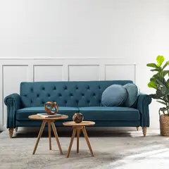 DANIELS - Sofá Futón 3 Cuerpos Clásico Milán Turquesa EG2025BL