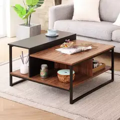 IDEEHOUSE - Juego Mesa Centro Living Diseño Moderno 80x80x48cm Marrón