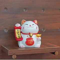HOMEY - Pack 2 Alcancía De Ceramica Gato de la fortuna Color Blanco