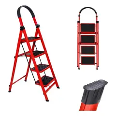 SHOP EHOME BAG - Escalera Plegable Multiuso de 4 Peldaños Roja