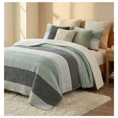COMPRAPO - Cubrecama Quilt Juvenil Sherpa 1.5 Pza. Modelo Green and Gray