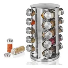 EVERSO - Especiero Giratorio De Acero Inoxidable Con Frascos AlmacénDe Especias