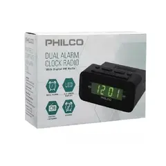 PHILCO - Radio FM Reloj Digital Alarma Negro C1006G