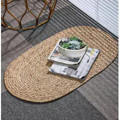 HOMEY - PACK 2 Alfombra De Fibra Natural Yute Ovalada 60x40cm.