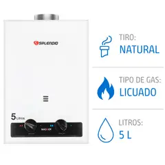 SPLENDID - Calefont 5 litros Gas licuado Tiro natural