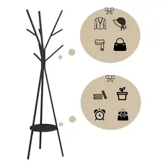 EVERSO - Perchero De Pie Metal Colgador Ropa Con 9 Ganchos 180cm Negro
