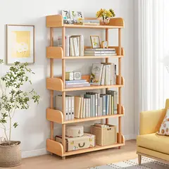 ROHE - Estanteria Librero Madera Rústica 5 Niveles 150*80*24cm