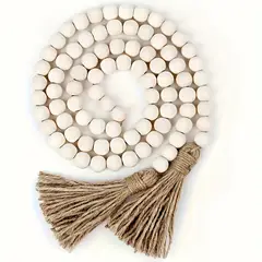VATYERTY - Corona de cuentas de madera de estilo nórdico con borlas