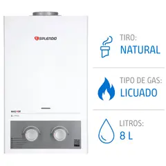 SPLENDID - Calefont 8 litros Gas licuado Tiro natural
