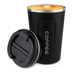 WAKESHOME - Vaso térmico de acero inoxidable de 510Ml antiderrame-Negro