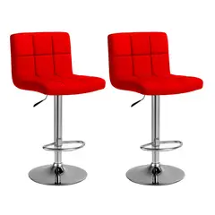 GLOBAL LATIN GROUP - Pack 2 Sillas Taburete Tipo Bar Ajustable 60-80cm con Respaldo - Rojo