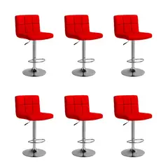 GLOBAL LATIN GROUP - Pack 6 Silla Piso Bar Taburete Con Respaldo - Rojo