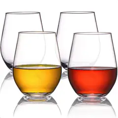 WAYU - Vaso Set 4 Vasos Vidrio Vasos Redondos Vidrio