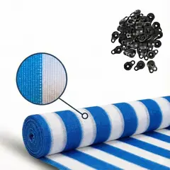 GENERICO - Malla Cerco Raschel Rollo 100mt azul blanco 80%x2.10mt