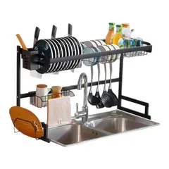 GENERICO - Secaplatos Escurridor de Loza Negro 85 cm