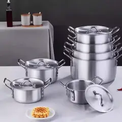 HOMESTAR - Set de Ollas de Aluminio Clásico - 7 Piezas con Tapas