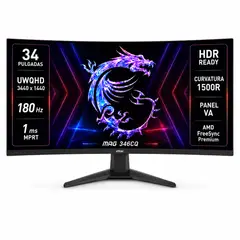 MSI - Monitor Gamer 34 Curvo 180HZ Ultra Flat 1MS 3440x1440px