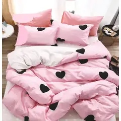 GENERICO - SABANA 1.5 PLAZAS TF ROSADO DISEÑO CORAZON NEGRO 3 PIEZAS