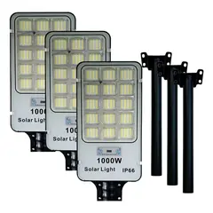SHOP EHOME BAG - Pack X3 Focos Solares 1000w Led Carcasa Negro Luz Blanco Frío
