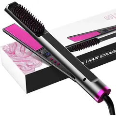 GENERICO - Cepillo Plancha Alisador 3 En 1 Cabello Peine Anti Frizz Rosa - 262191
