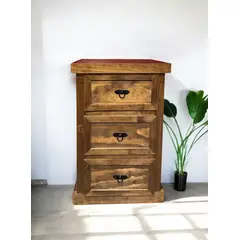 MUEBLES DE MADERA - Velador 3 cajones de madera lacado (rieles telescopicos) MGR MUEBLES