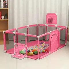 GENERICO - Corral de Seguridad Para Bebes Rectangular rosado180x120
