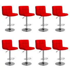 GLOBAL LATIN GROUP - Pack 8 Taburetes Giratorios 60-80 cm PU Base Acero y ajustable - Rojo
